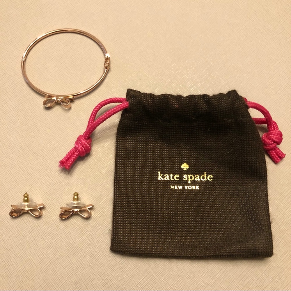 kate spade Rose Gold Bow Bracelet and Earrings